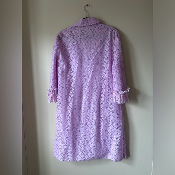 VINTAGE lilac lace jacket with ruffled sleeves and yoke size medium large - Picture 2 of 6